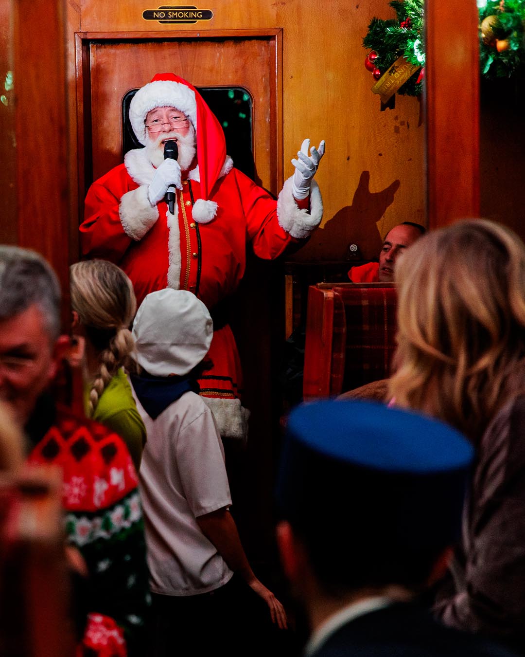 santa on board the polar express train ride