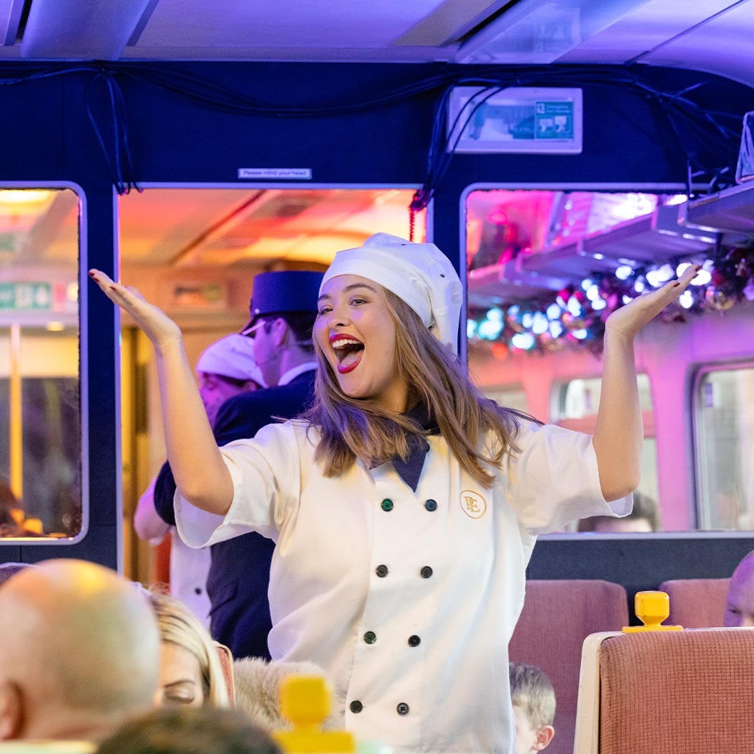 chef on board the polar express train ride