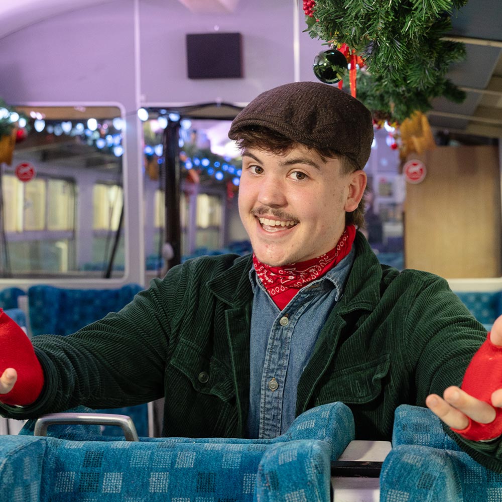 Hobo on board the polar express train ride