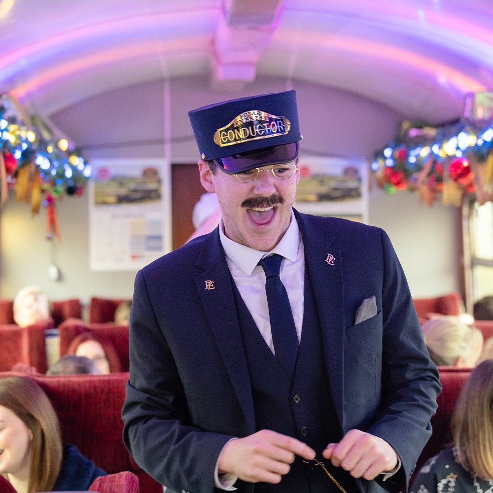 conductor on board the polar express train ride