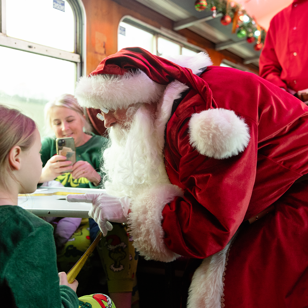 santa on board the polar express train ride