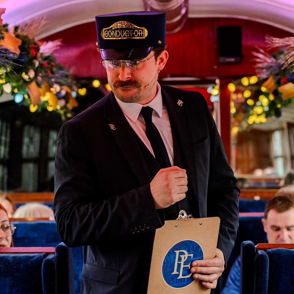 conductor at the polar express train ride