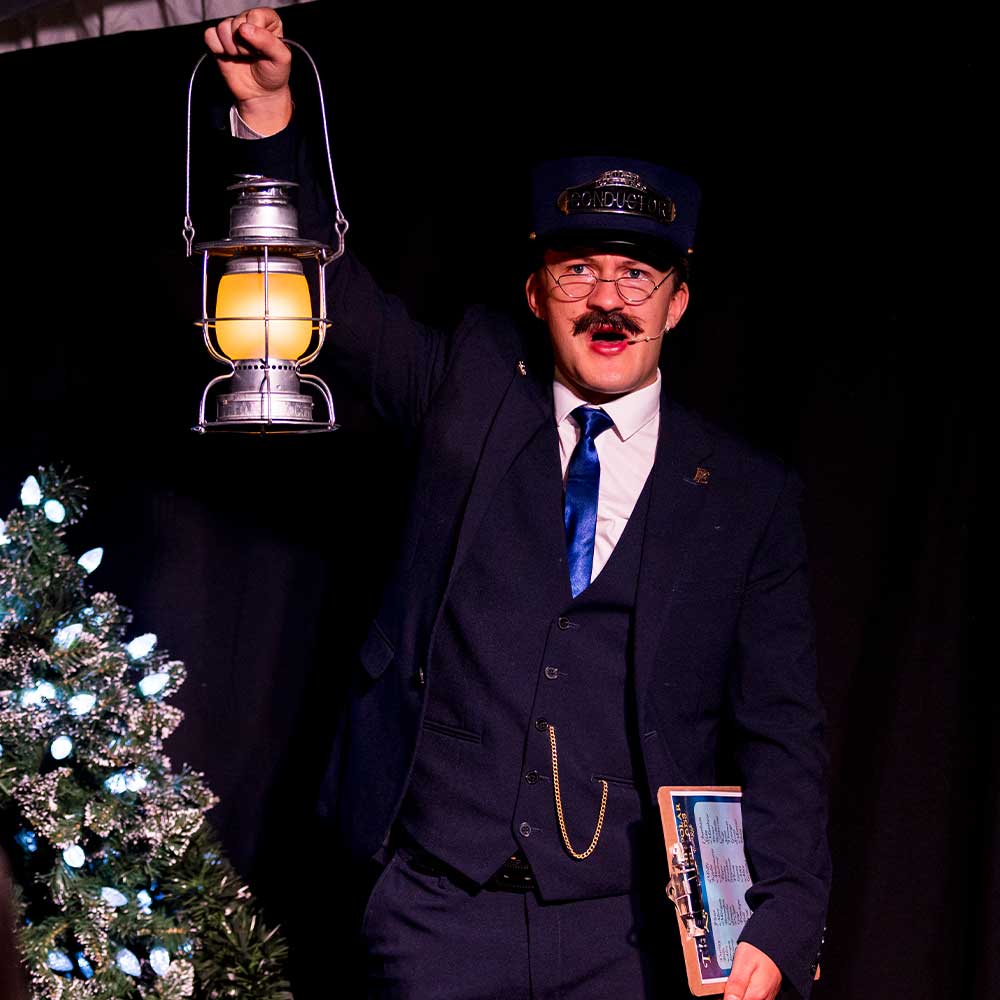 conductor on board the polar express train ride