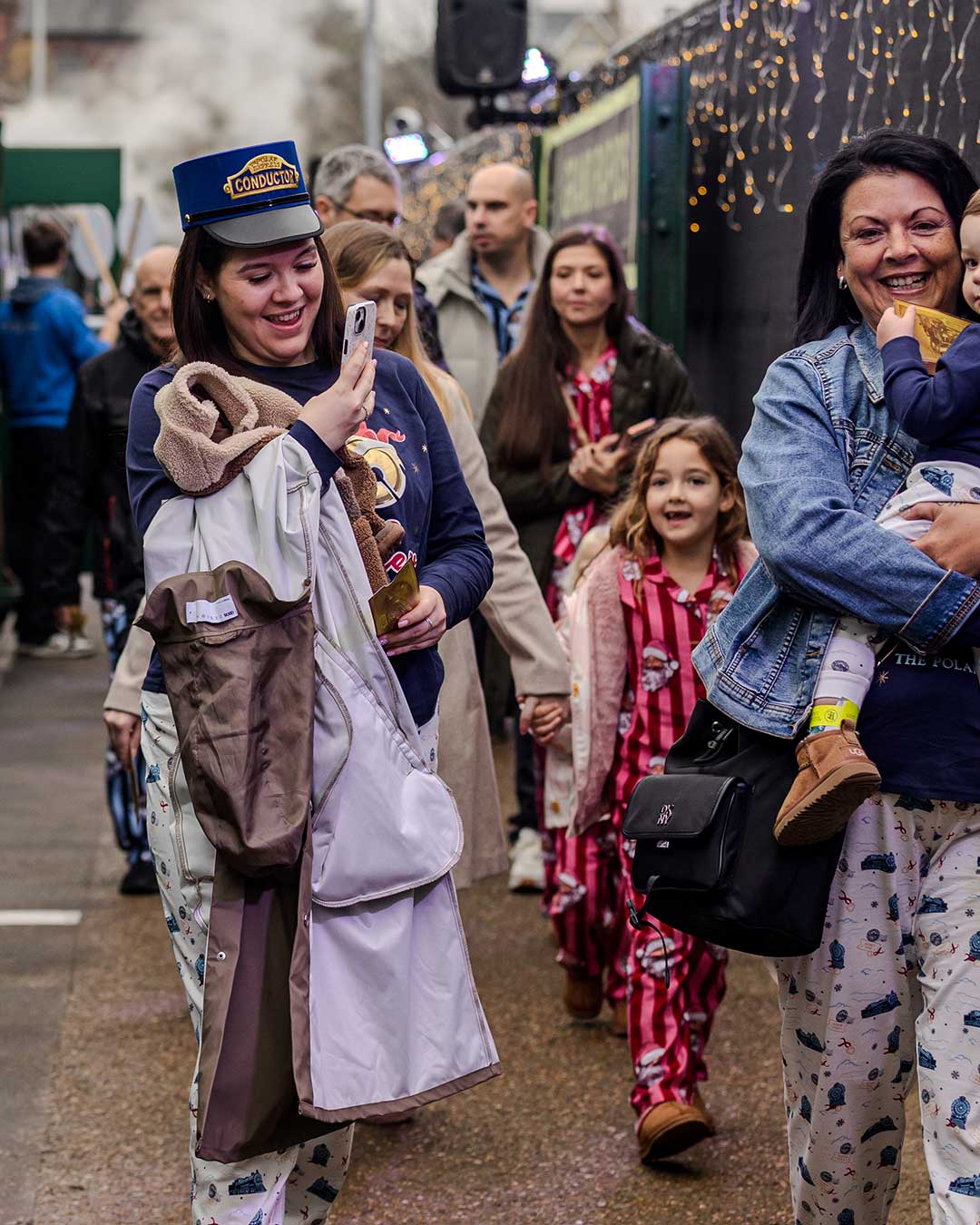 customers at the polar express train ride 