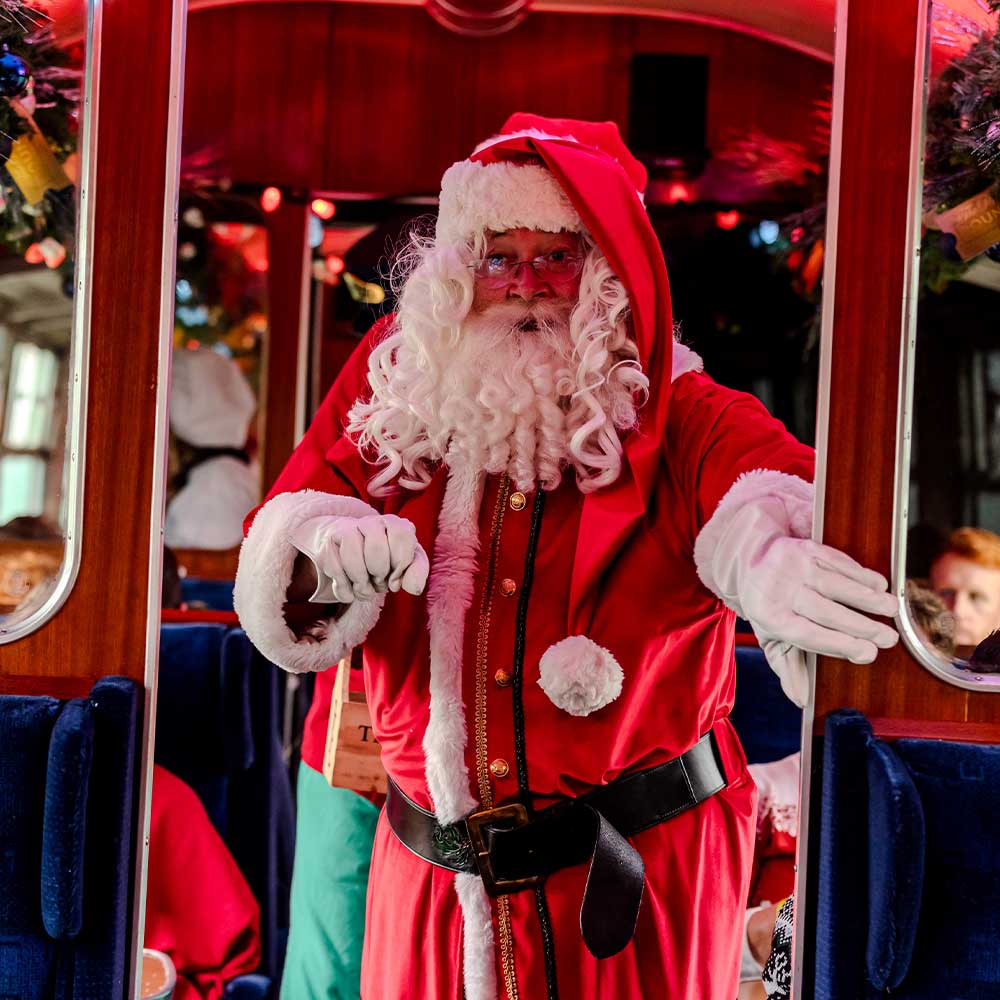 santa on board the polar express train ride